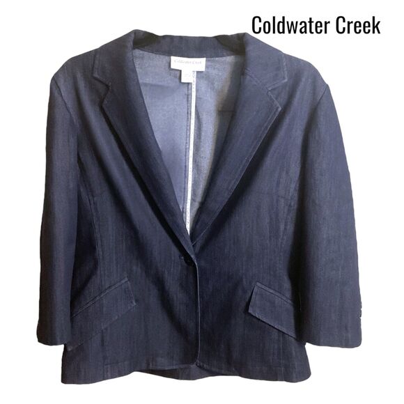 Coldwater Creek Denim Jacket Blazer Long Sleeve Light Weight Women’s Size 10 - Picture 1 of 8